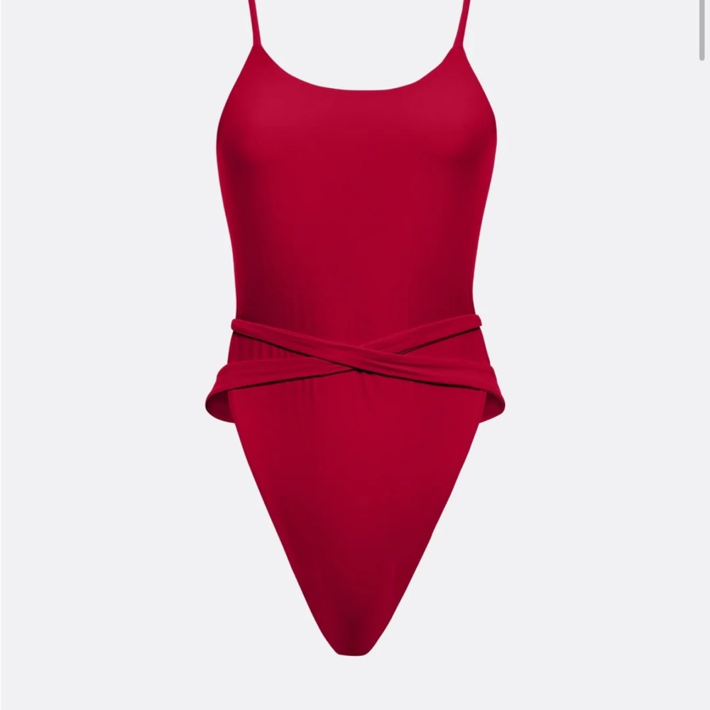 Red One Piece Swimsuit with open back